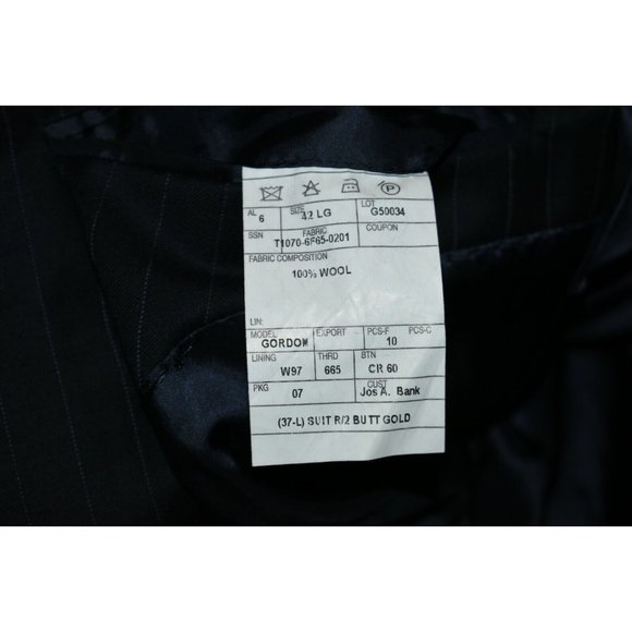 Mens Jos A Bank Signature Gold Sport Coat Jacket Pinstripe Wool 42L - Picture 7 of 9